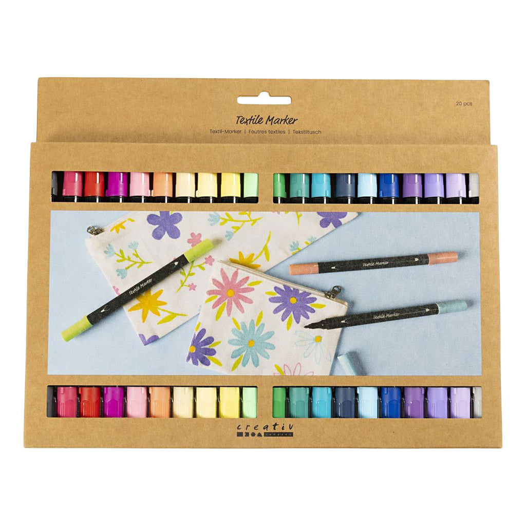 Creativ Company - Creativ Company Dubbelzijdige textielstiften - extra kleuren 20 stuks
