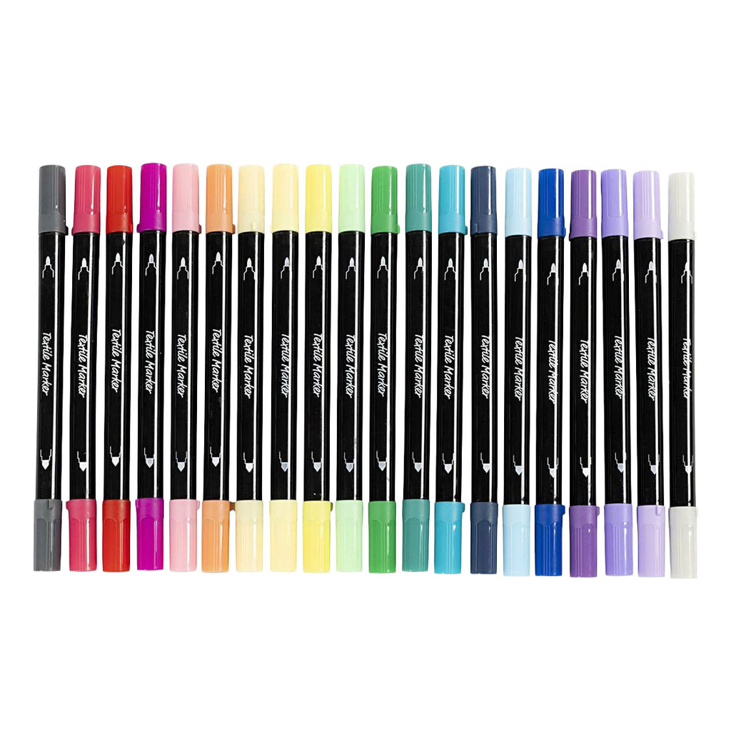 Creativ company dubbelzijdige textielstiften - extra kleuren, 20st.