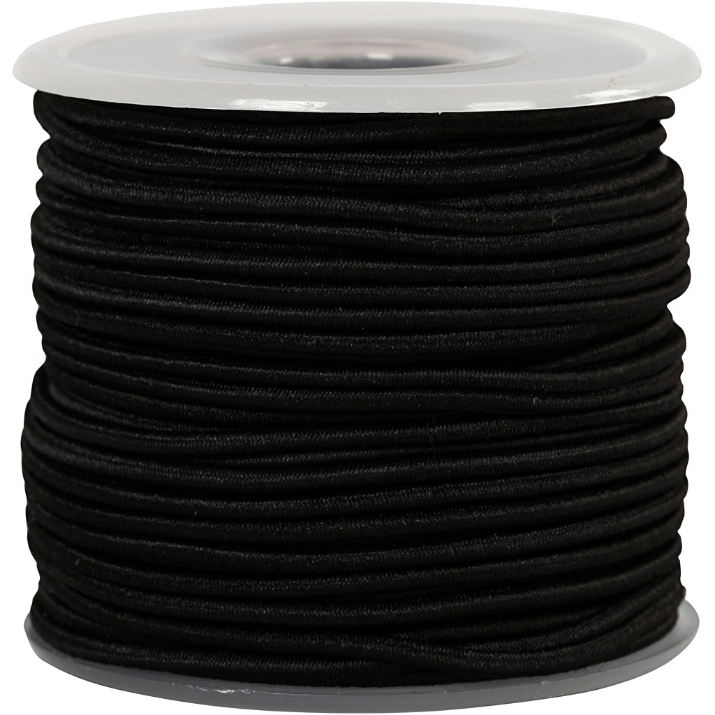 Creativ company elastiek dikte 2mm zwart, 25m
