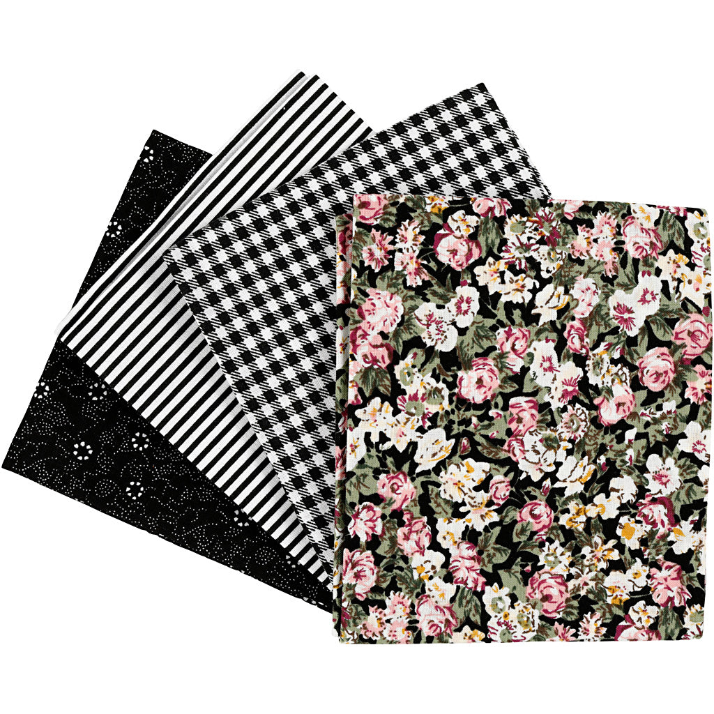 Creativ company patchwork stof zwart 45x55cm, 4st.