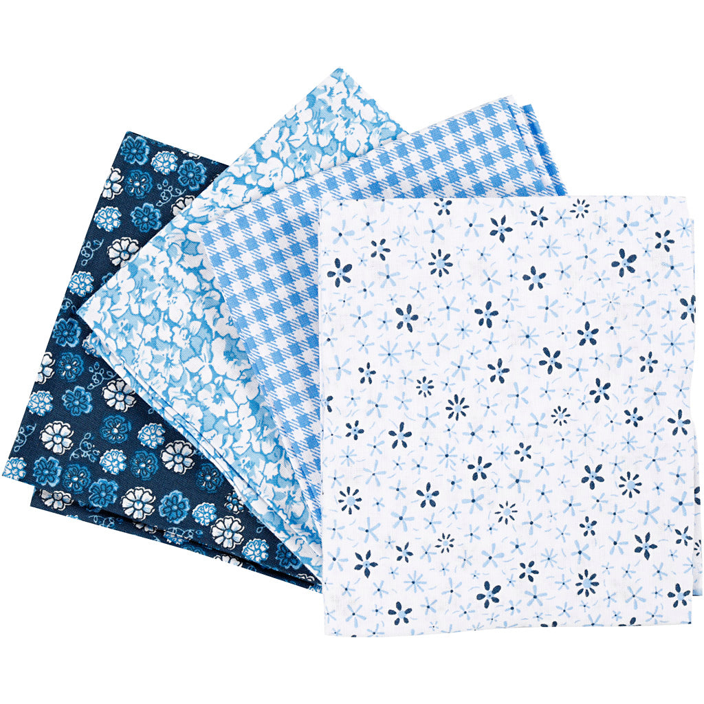 Creativ Company - Creativ Company Patchwork stof blauw 45x55cm 4 stuks
