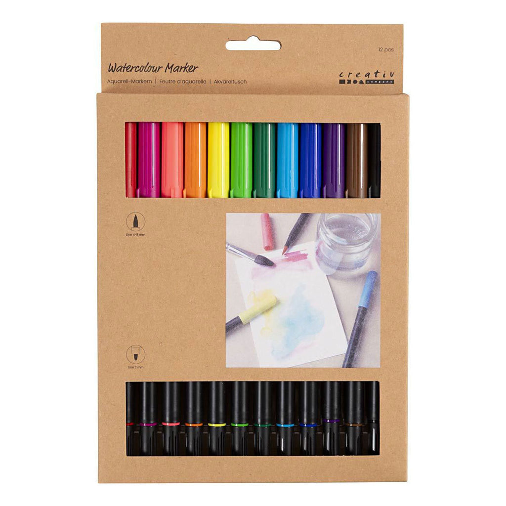 Creative company aquarel marker standaard kleuren, 12st.
