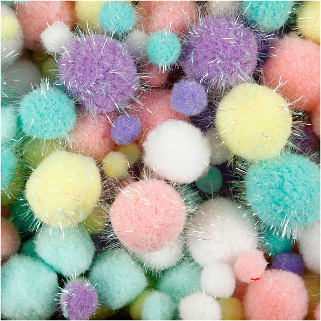 Creativ Company - Creativ Company Https://www.cchobby.nl/pompons-d-15-40-mm-glitter-ca-400-stuk-pastelkleuren-400-gr-1-doos