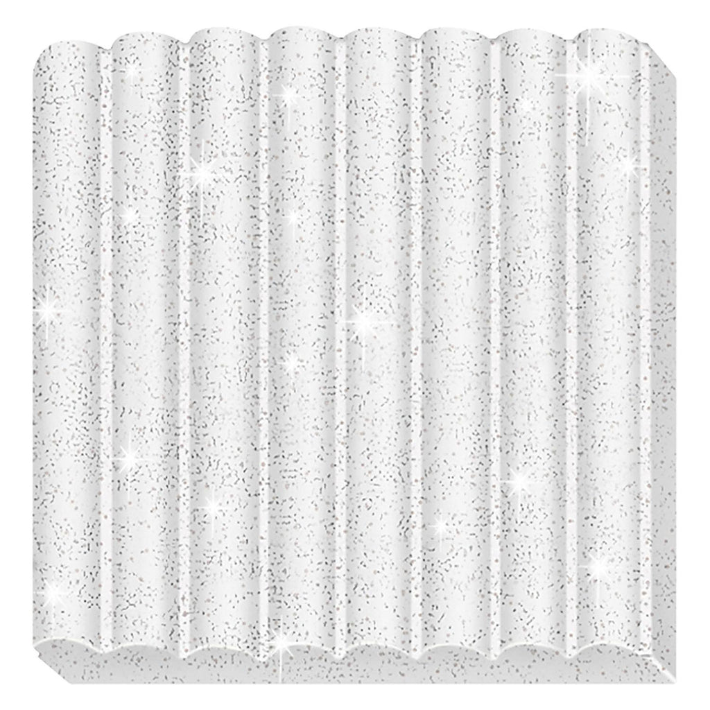 Fimo kids boetseerklei wit glitter, 42gr