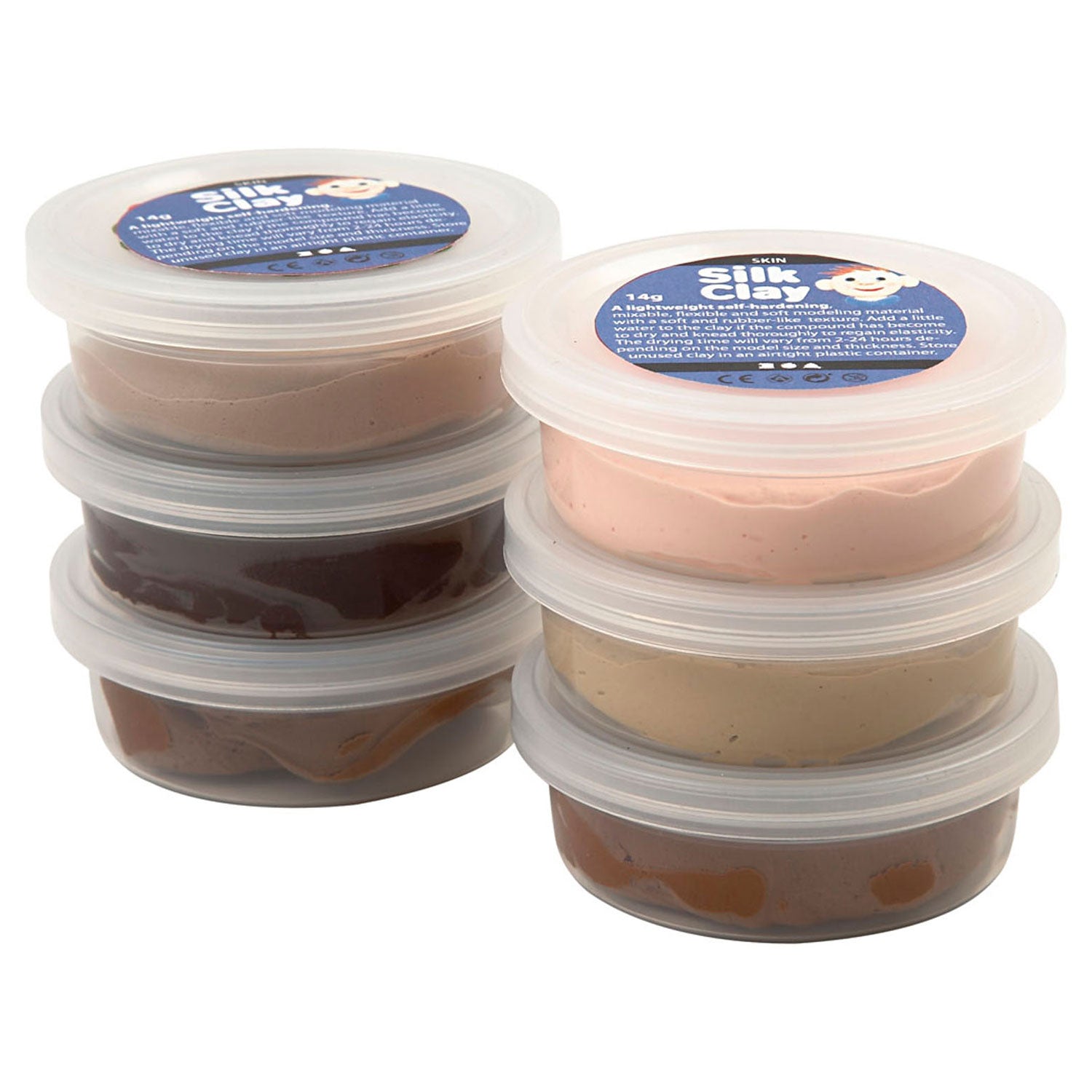 Creativ company silk clay, huidskleur, 6dlg.