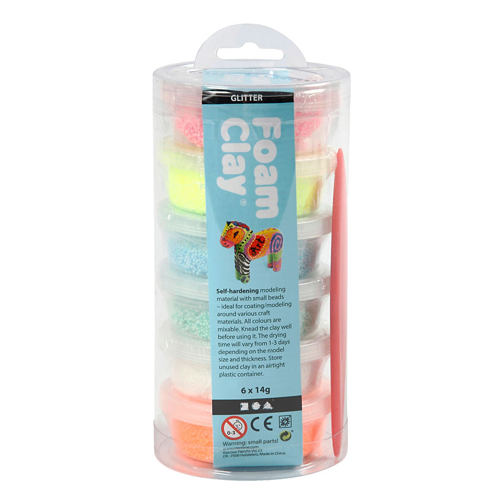Creativ Company - Creativ Company Foam clay pastel kleuren glitter 6x14gr.