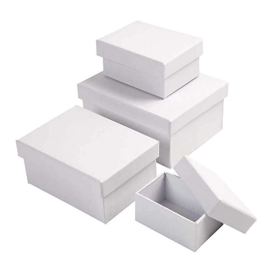 Creativ Company - Creativ Company Https://www.cchobby.nl/rechthoekige-dozen-afm-7-5x5x3-5-9-5x7x4-5-11-5x8-5x5-5-14x11x6-5-cm-wit-4-stuk-1-set
