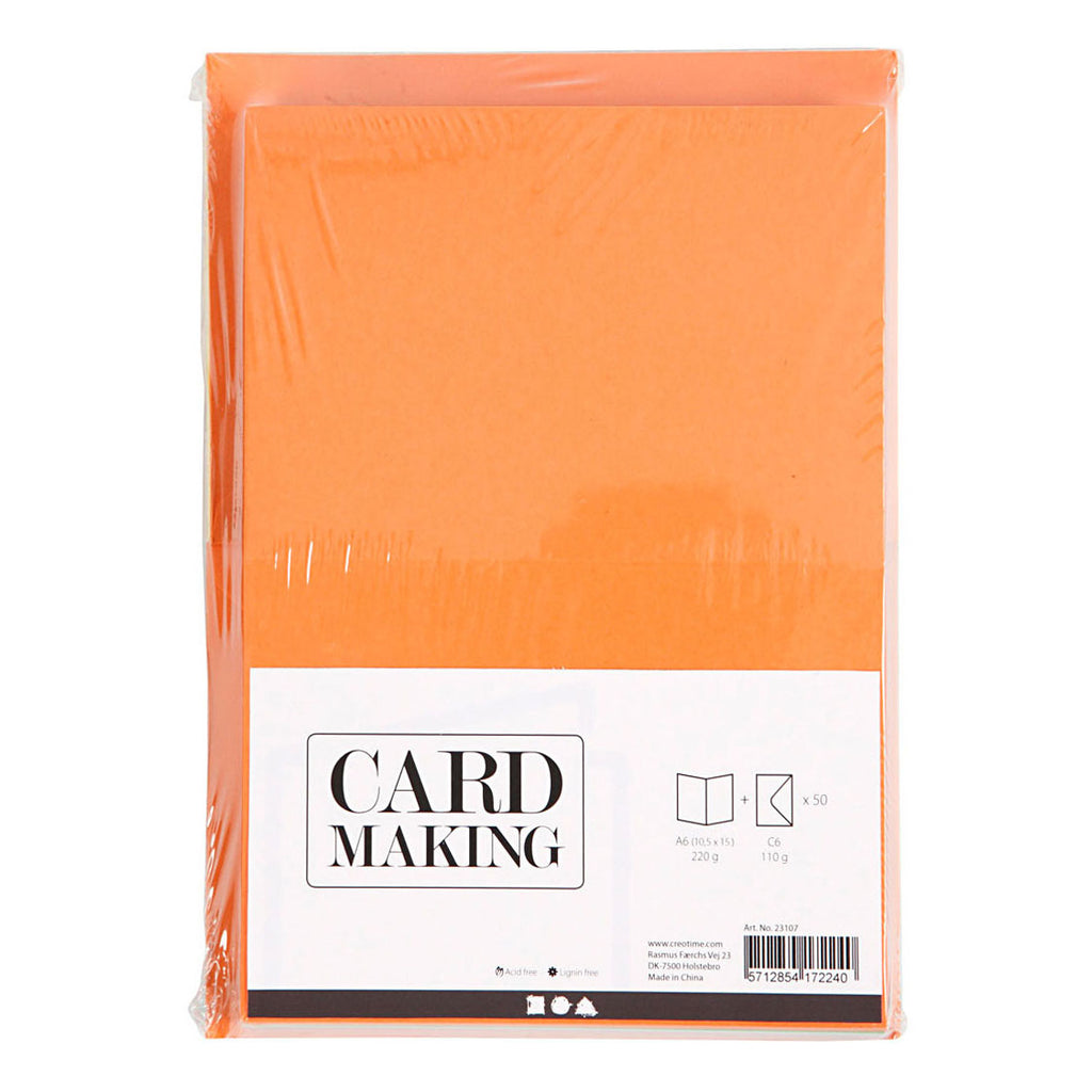 Creativ company kaarten en enveloppen diverse kleuren, 50 sets