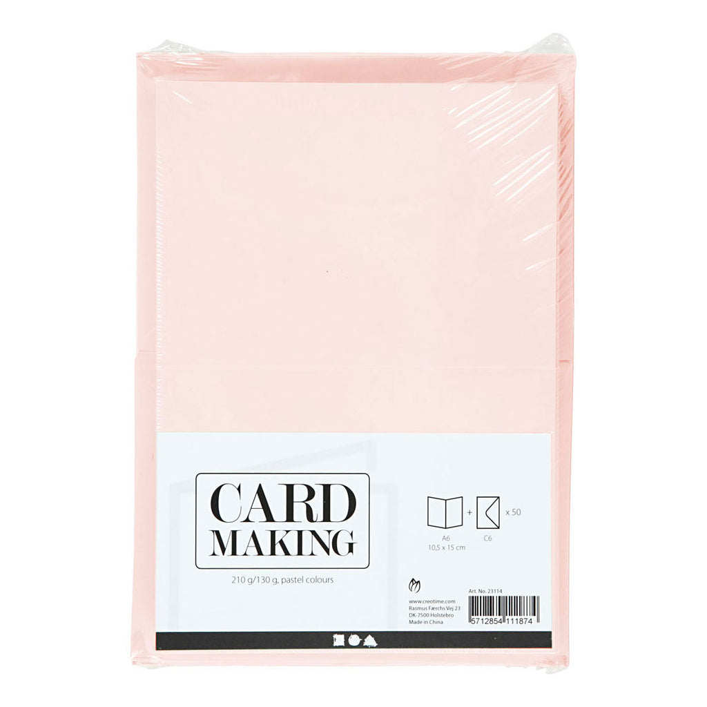 Creativ Company - Creativ Company Kaarten en enveloppen pastelkleuren 50 sets