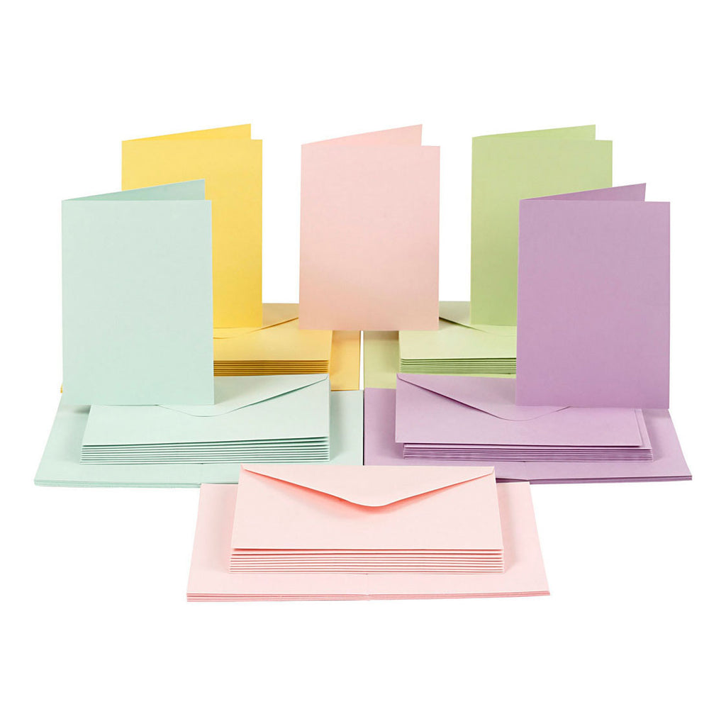 Creativ Company - Creativ Company Kaarten en enveloppen pastelkleuren 50 sets