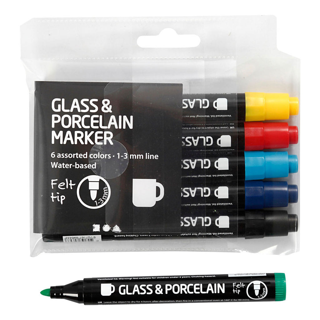 Creativ company glas- en porseleinstiften, 6st.