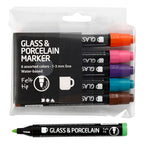 Creativ company glas- en porseleinstiften extra kleuren, 6st.