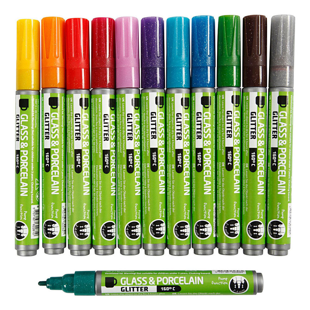 Creativ Company - Creativ Company Https://www.cchobby.nl/glas-porseleinstiften-glitter-lijndikte-2-4-mm-semi-dekkend-diverse-kleuren-12-stuk-1-doos