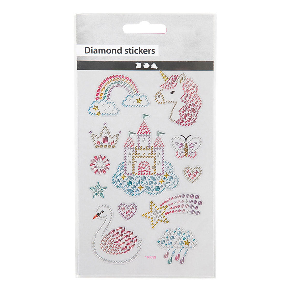 Creativ company diamond stickers - unicorn motief - magische stickers - zelfklevende strass glitter stickers - feestelijke luxe versiering - creatieve plakdiamant stickers - 1 vel