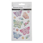 Creativ company diamond stickers - vlinders - zelfklevende glitter stickers - strass knutselstickers - feestelijke plakdiamant stickers - diy hobby decoratie stickers - 10x16 cm - 1 vel
