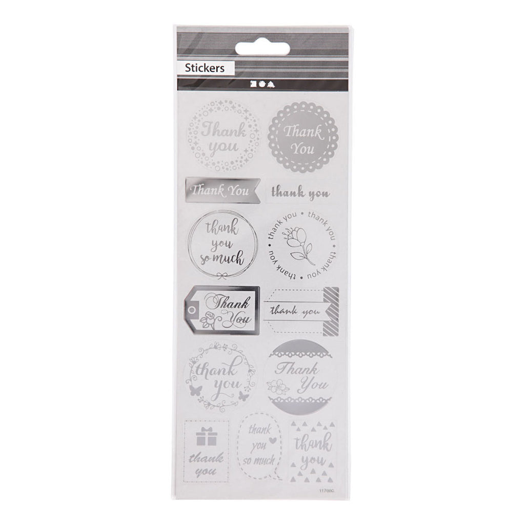 Creativ company stickers zilver thank you, 1 vel