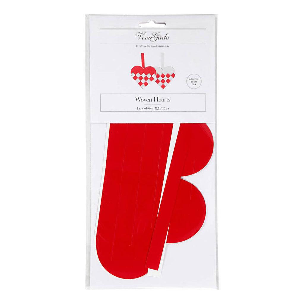 Creativ Company - Creativ Company Gevlochten harten rood wit set van 8