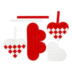 Creativ Company - Creativ Company Gevlochten harten rood wit set van 8