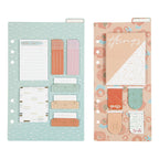 Post-it en boekenlegger set, afm 10,3x22 + 13,8x22 cm, goud, rood, koraal, 2 vel 1 doos