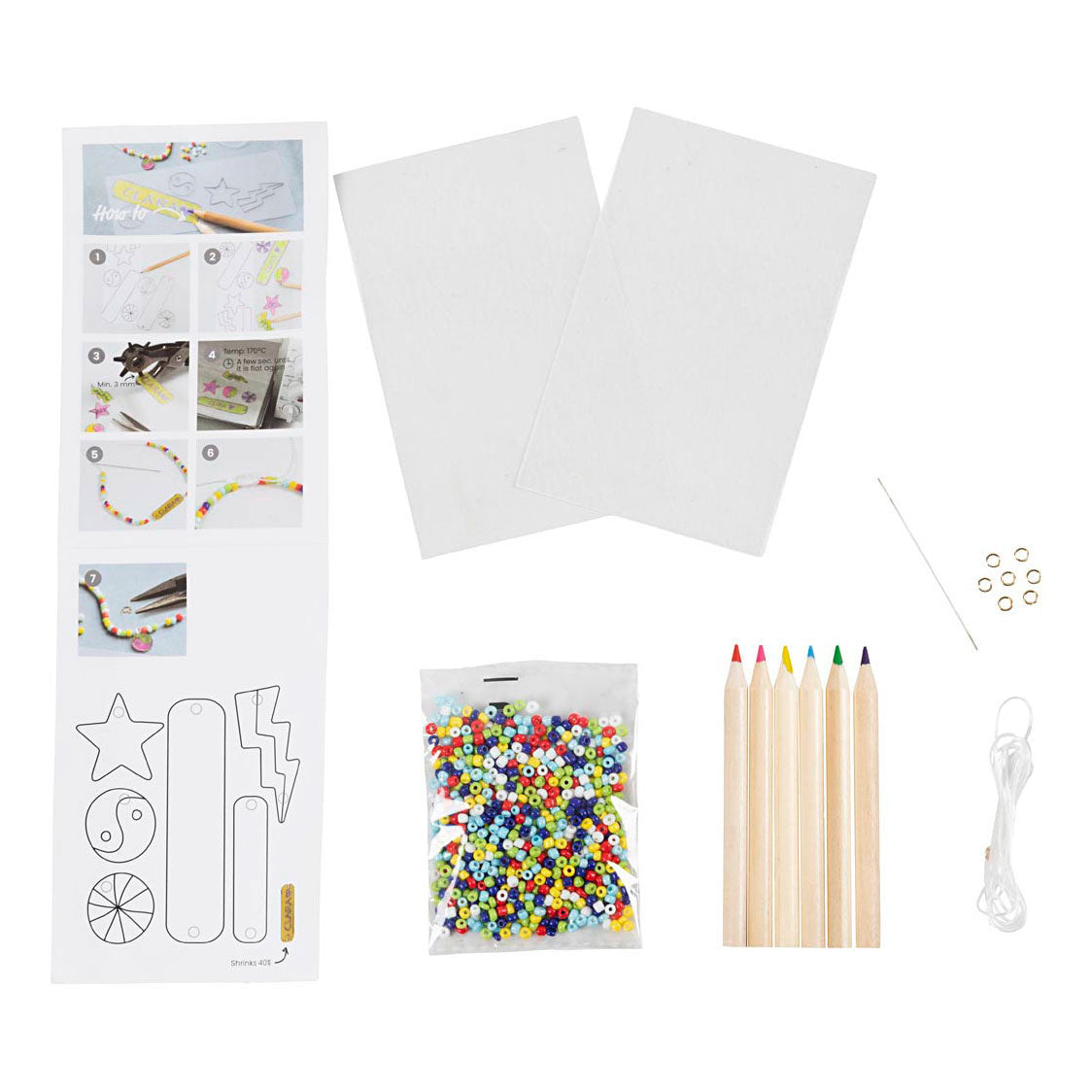 Creativ Company - Creativ Company Mini hobbyset sieraden krimpfolie armbanden geel