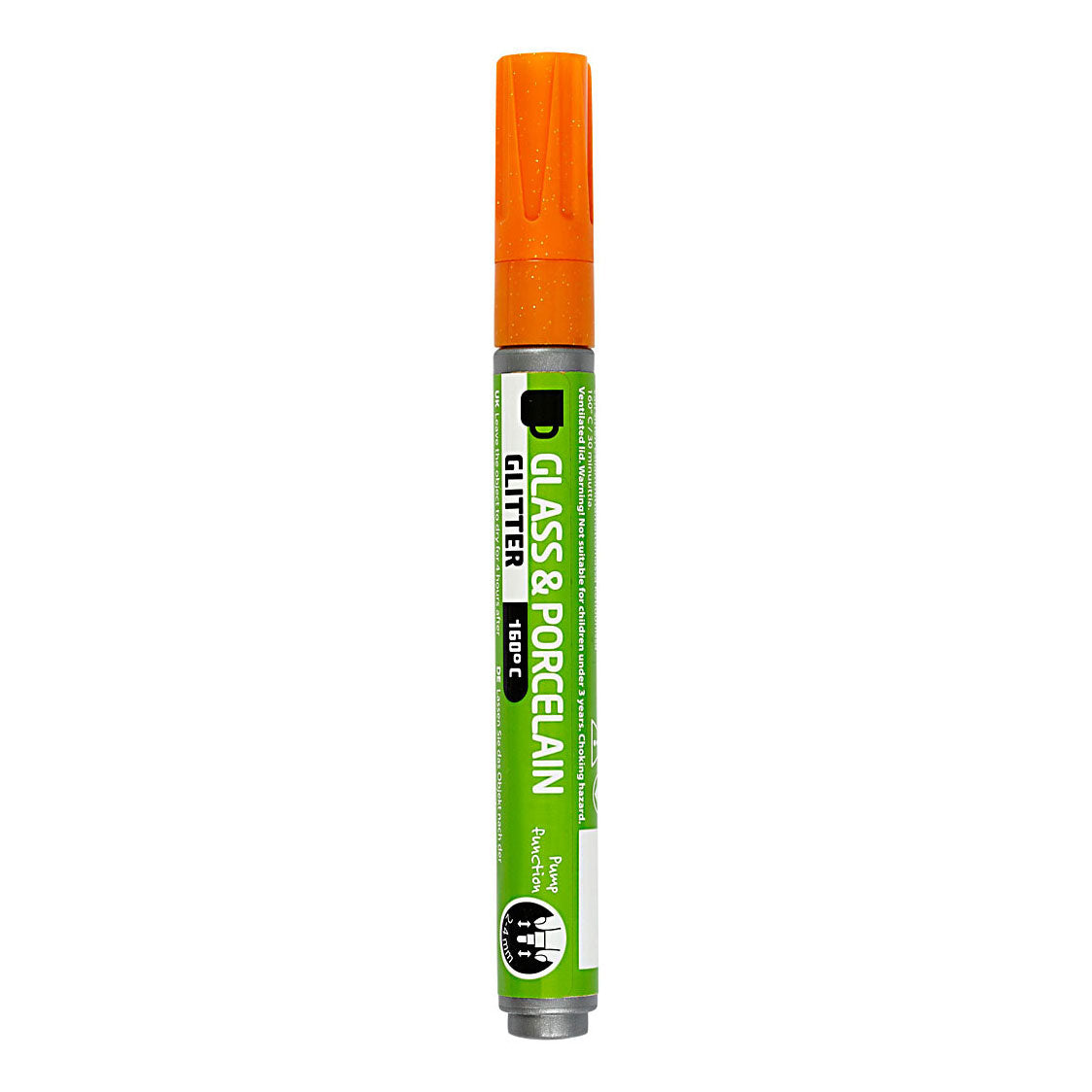 Creativ company glas- en porseleinstift glitter semi-dekkend - oranje