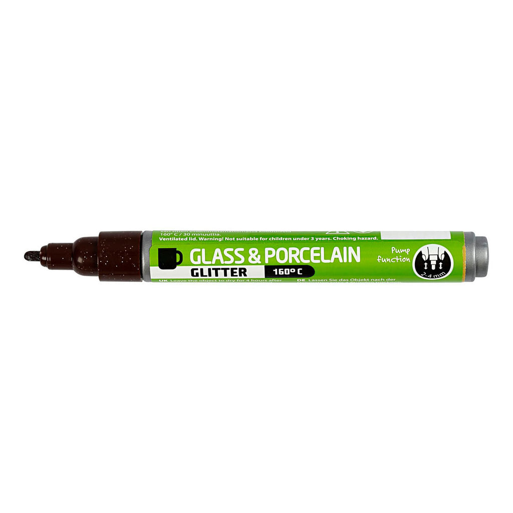 Creativ company glas- en porseleinstift glitter semi-dekkend - bruin