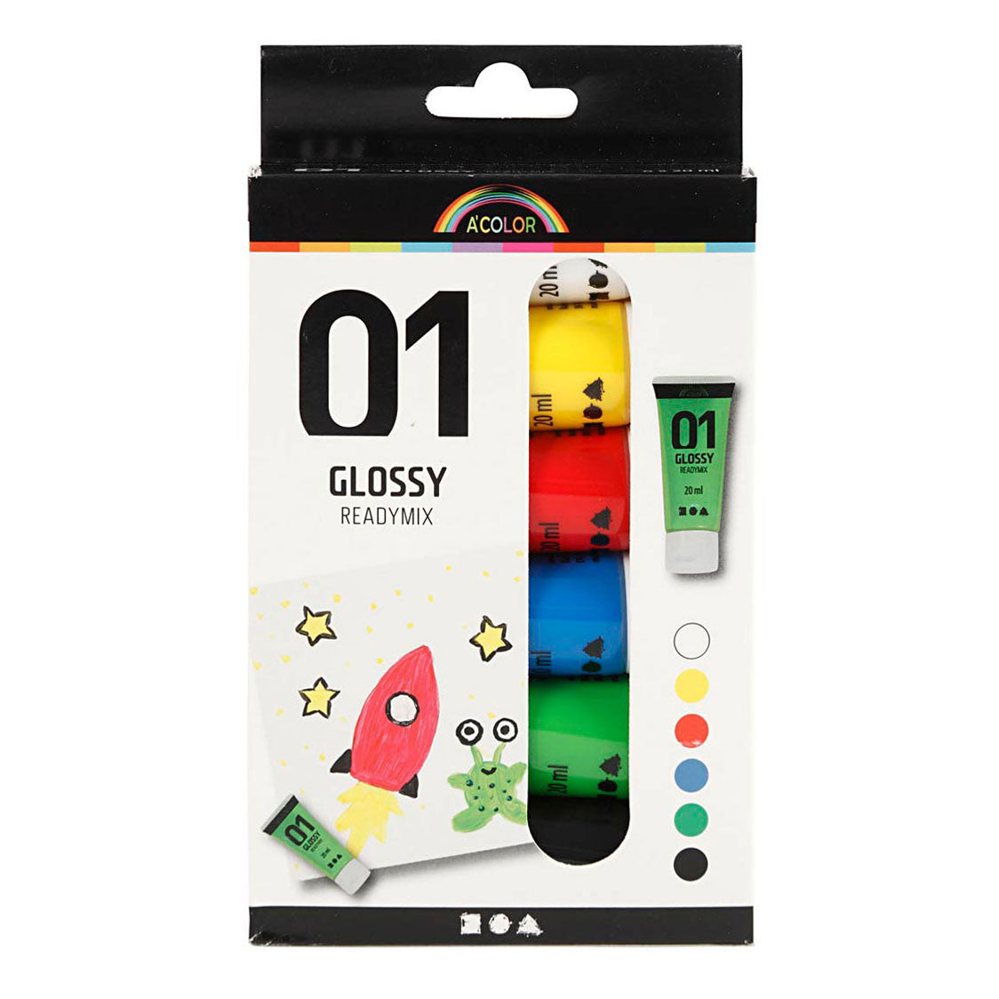 Creativ Company - Creativ Company Acrylverf voor kidneren glossy standaardkleuren 6x20ml