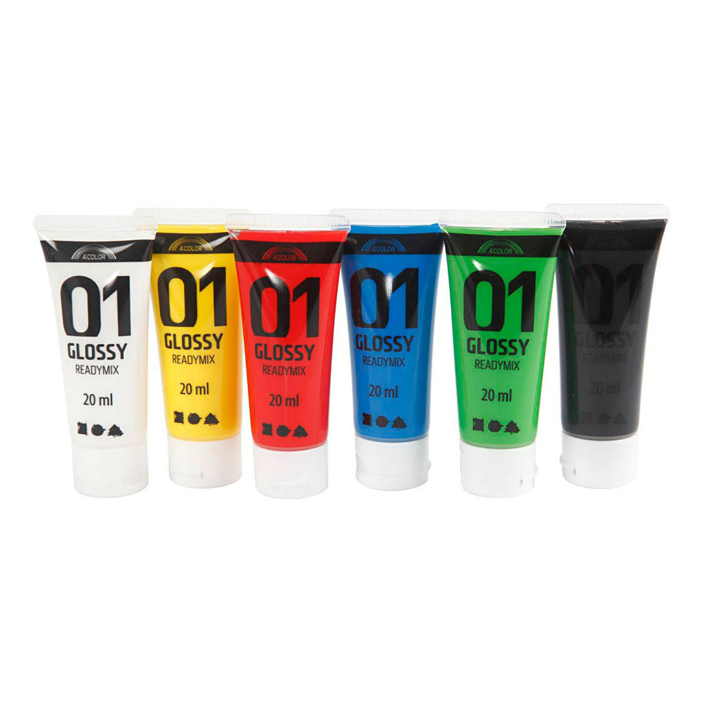 Creativ Company - Creativ Company Acrylverf voor kidneren glossy standaardkleuren 6x20ml