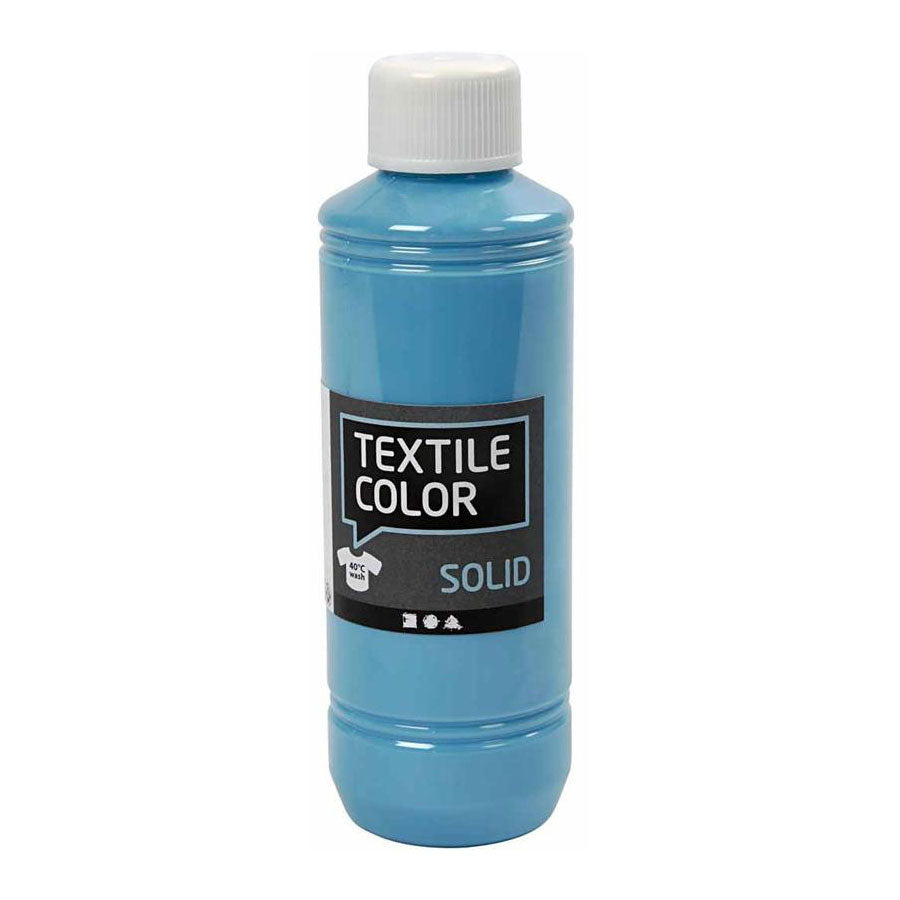 Creotime textile color dekkende textielverf - turquoise blauw, 250ml