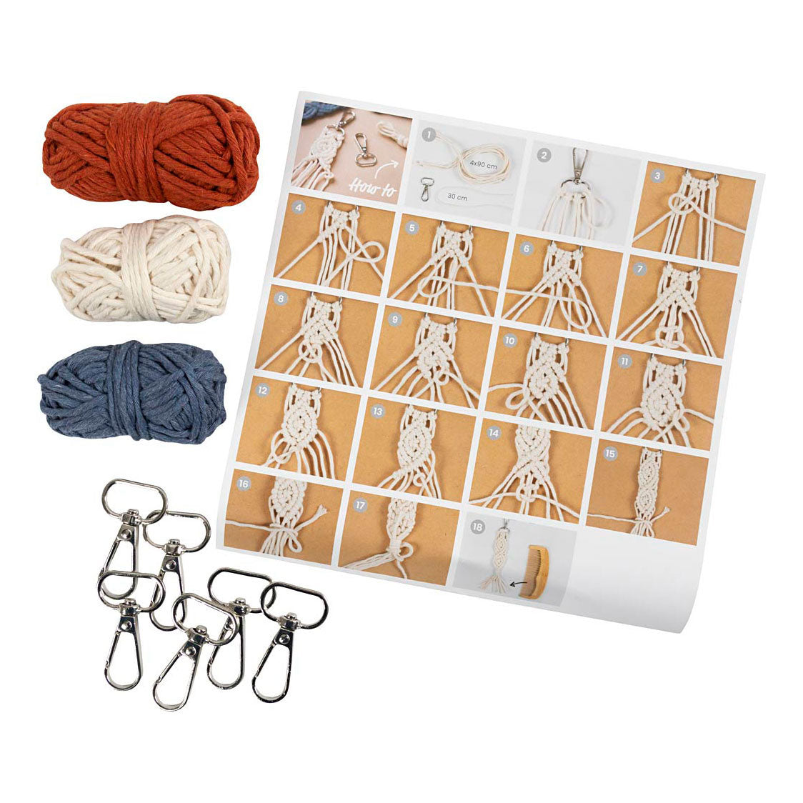 Creativ Company - Creativ Company Mini hobbyset macrame sleutelhangers