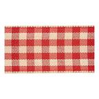 Creotime geruit lint, b: 20 mm, 25 m, antiek rood wit