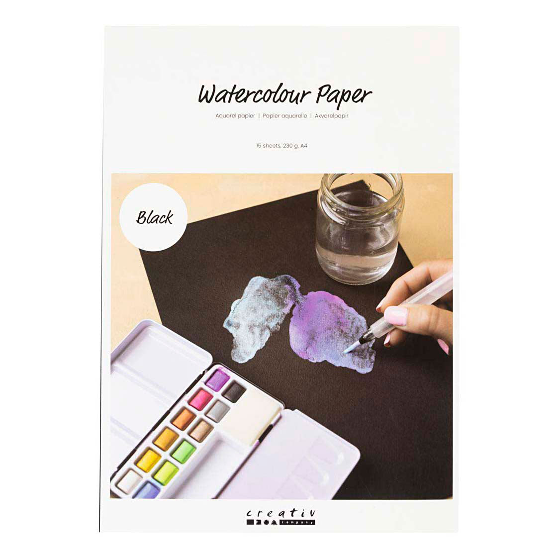 Creativ Company - Creativ Company Aquarelpapier a4 230gr. - zwart 15st.