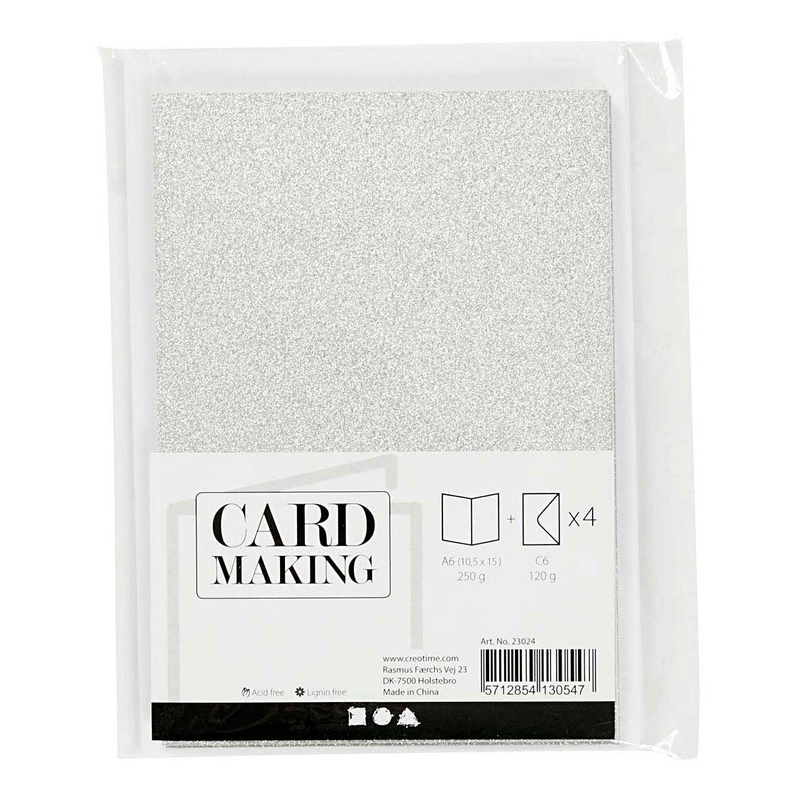 Creativ Company - Creativ Company Kaarten en enveloppen 105x15cm glitter zilver - 4 stuks