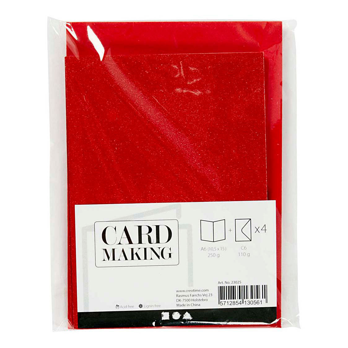 Creativ Company - Creativ Company Kaarten en enveloppen 105x15cm glitter rood - 4 stuks