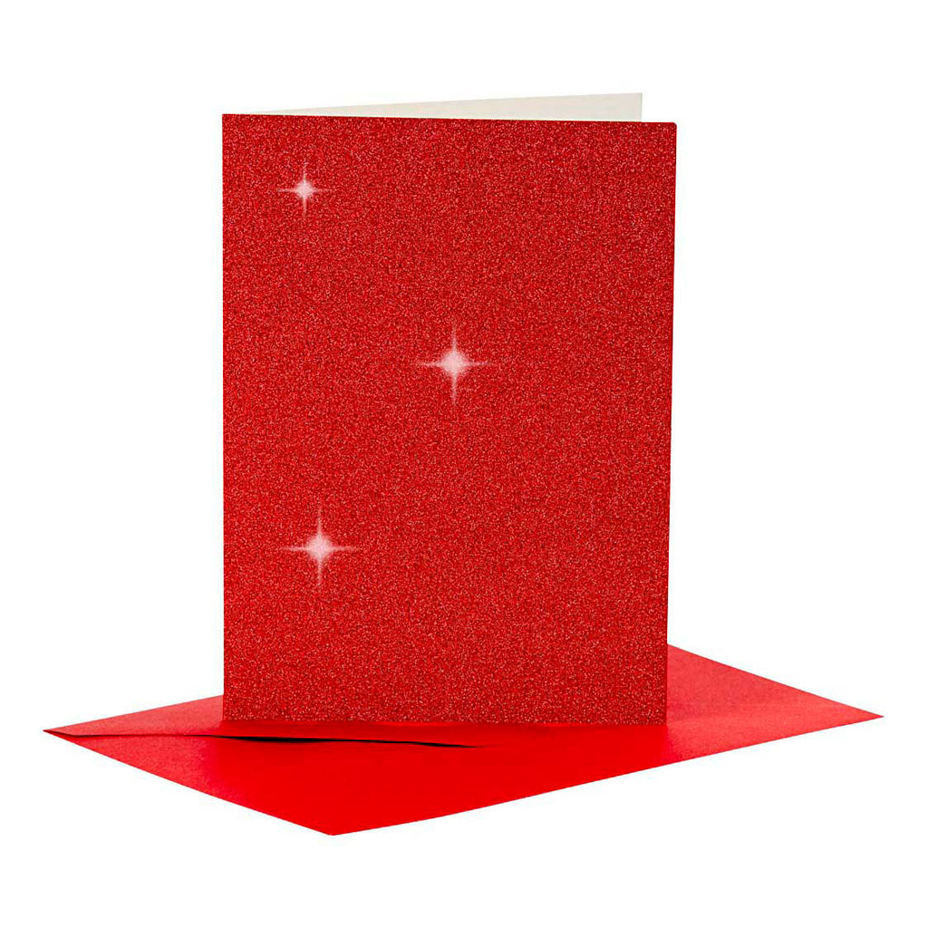 Creativ Company - Creativ Company Kaarten en enveloppen 105x15cm glitter rood - 4 stuks