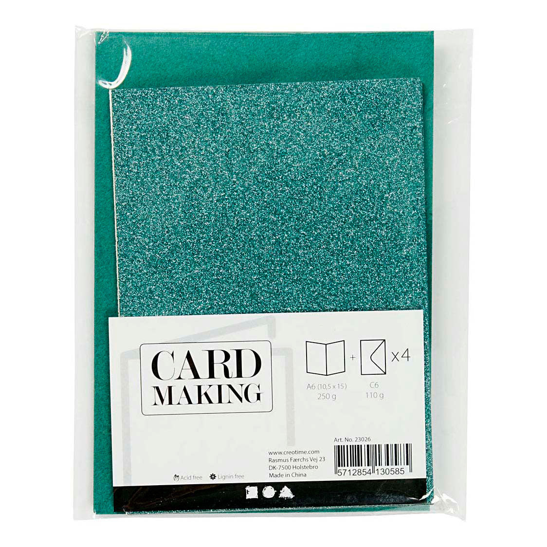 Creativ Company - Creativ Company Kaarten en enveloppen 105x15cm glitter groen - 4 stuks
