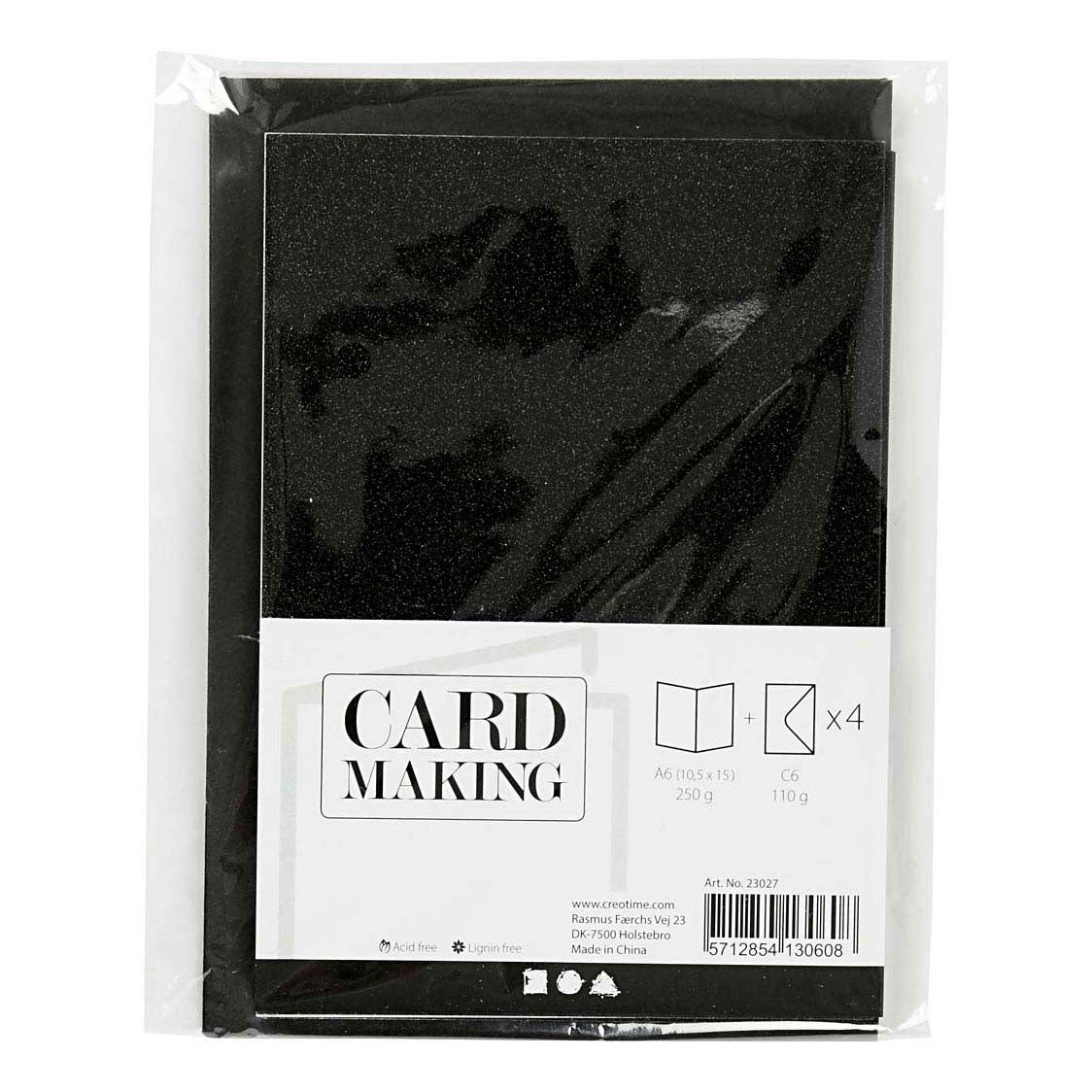 Creativ Company - Creativ Company Kaarten en enveloppen 105x15cm glitter zwart - 4 stuks