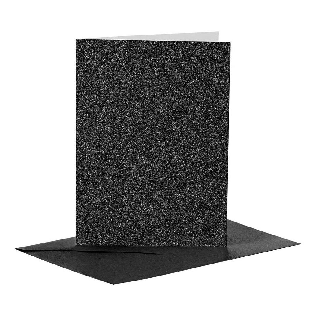 Creativ Company - Creativ Company Kaarten en enveloppen 105x15cm glitter zwart - 4 stuks
