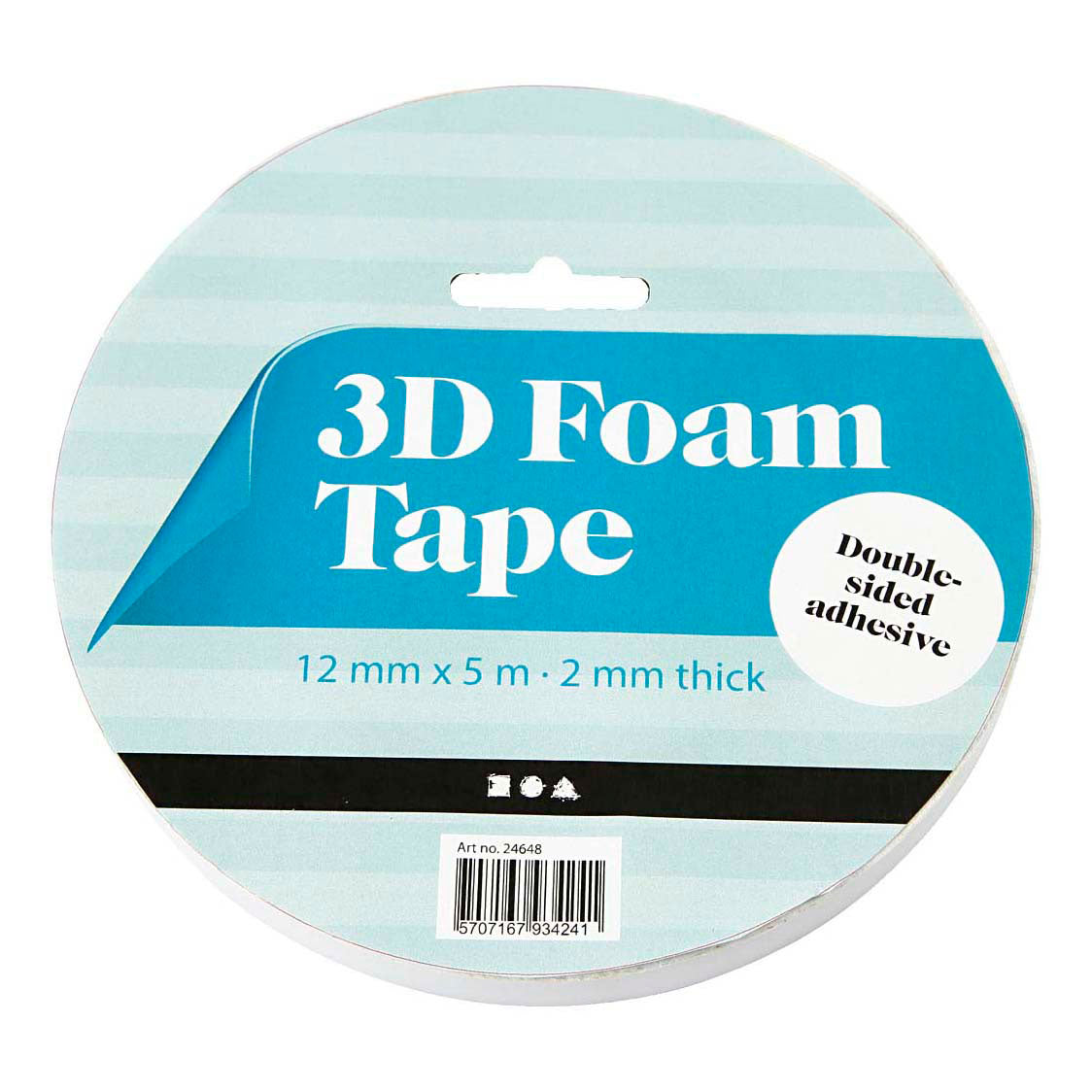 Creativ company 3d foam tape breedte 12mm dikte 2mm - 5m