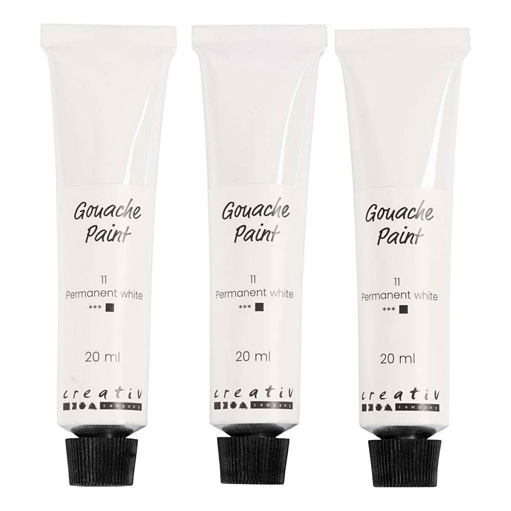 Creativ company gouacheverf wit - 3x20ml.