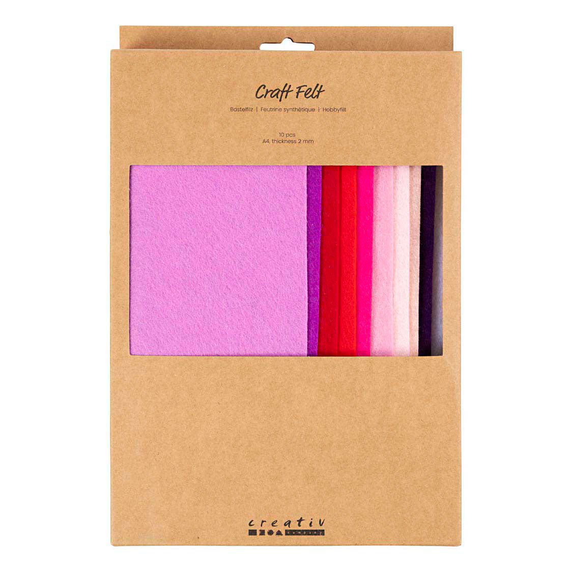 Creativ Company - Creativ Company Hobbyvilt a4 dikte 2mm paars en roze harmonie - 10 stuks