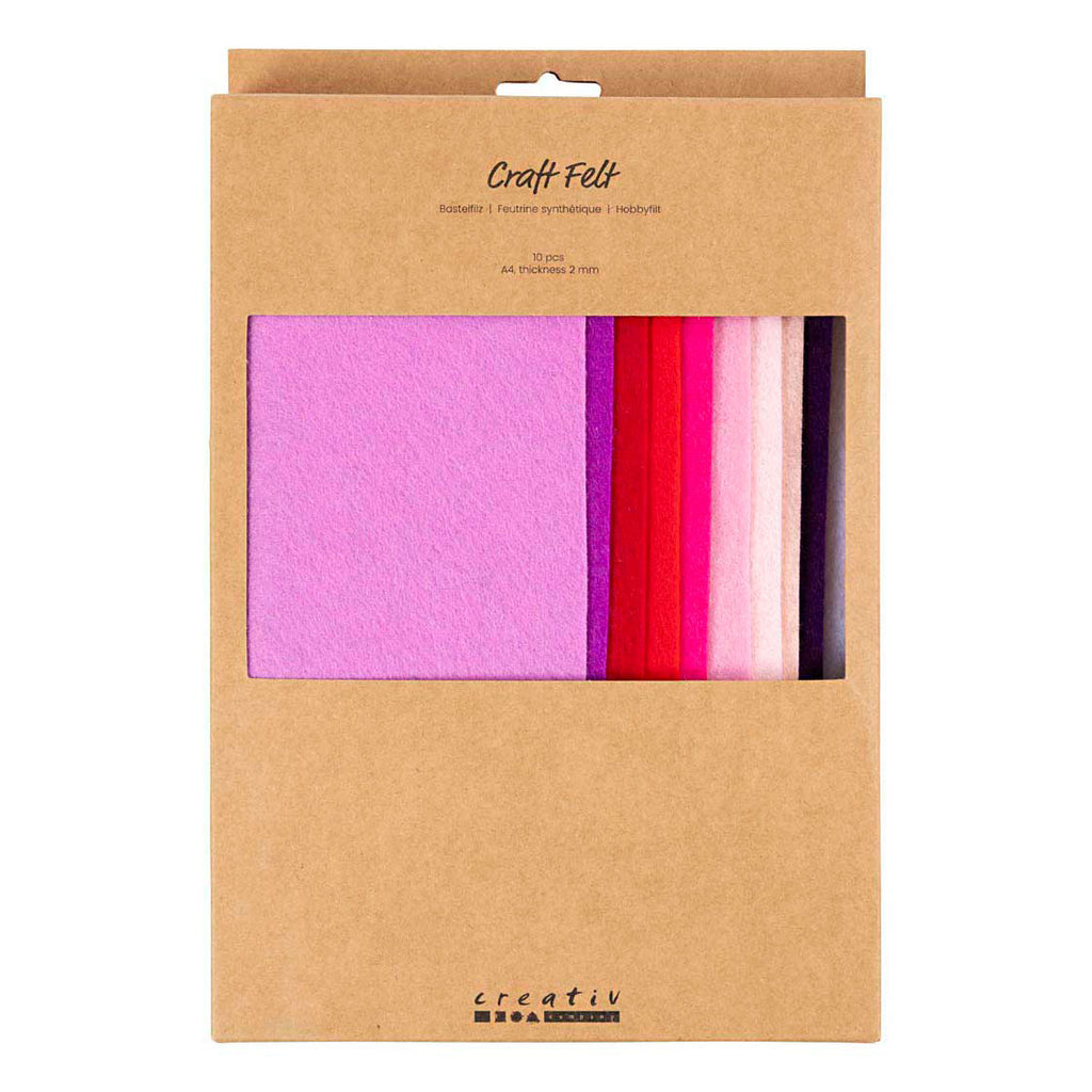 Creativ company hobbyvilt a4 dikte 2mm paars en roze harmonie - 10st.