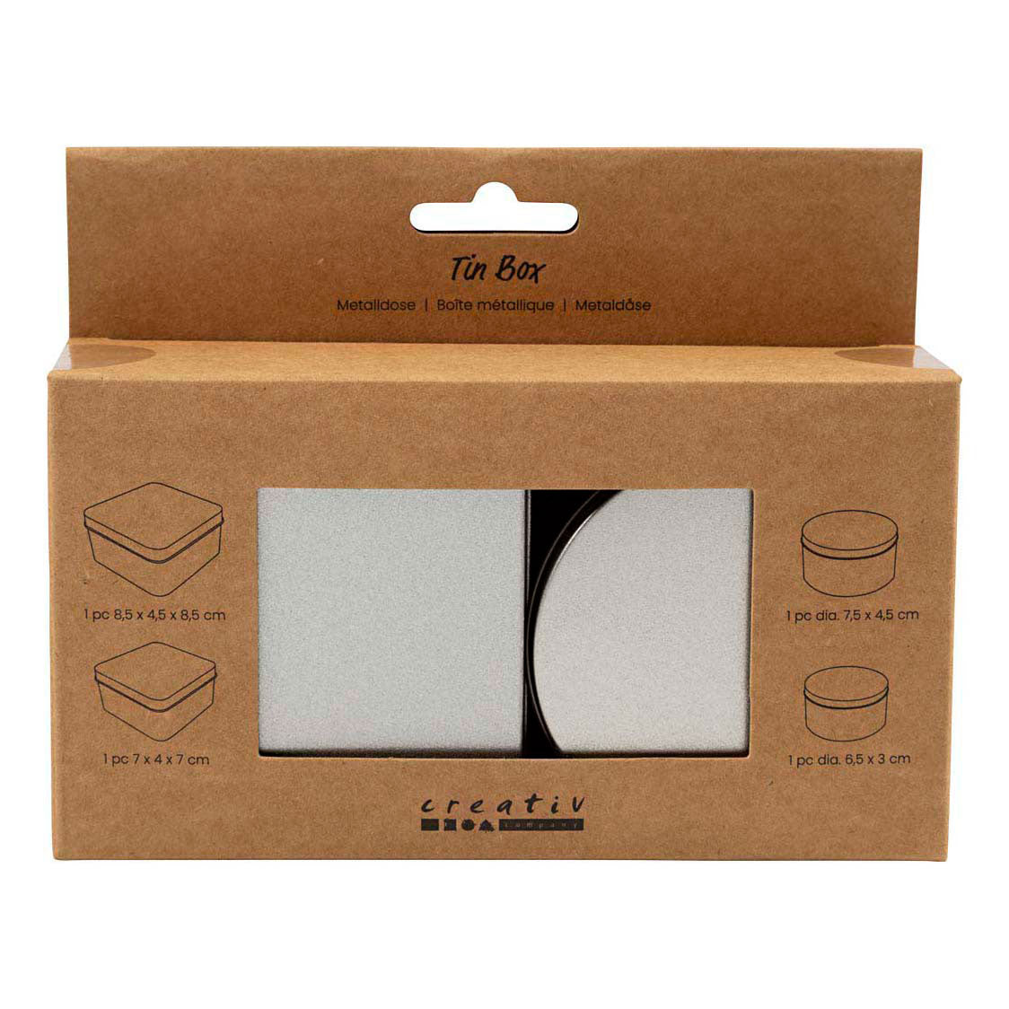 Creativ company blikjes cirkel en vierkant - 4st.