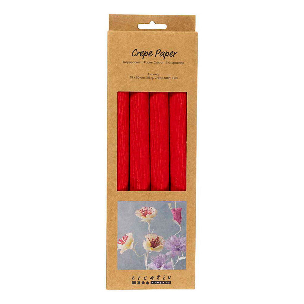 Creativ Company - Creativ Company Crepepapier rood - 4 stuks