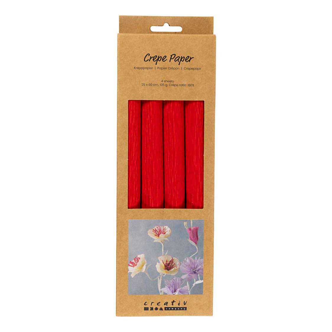 Creativ Company - Creativ Company Crepepapier rood - 4 stuks