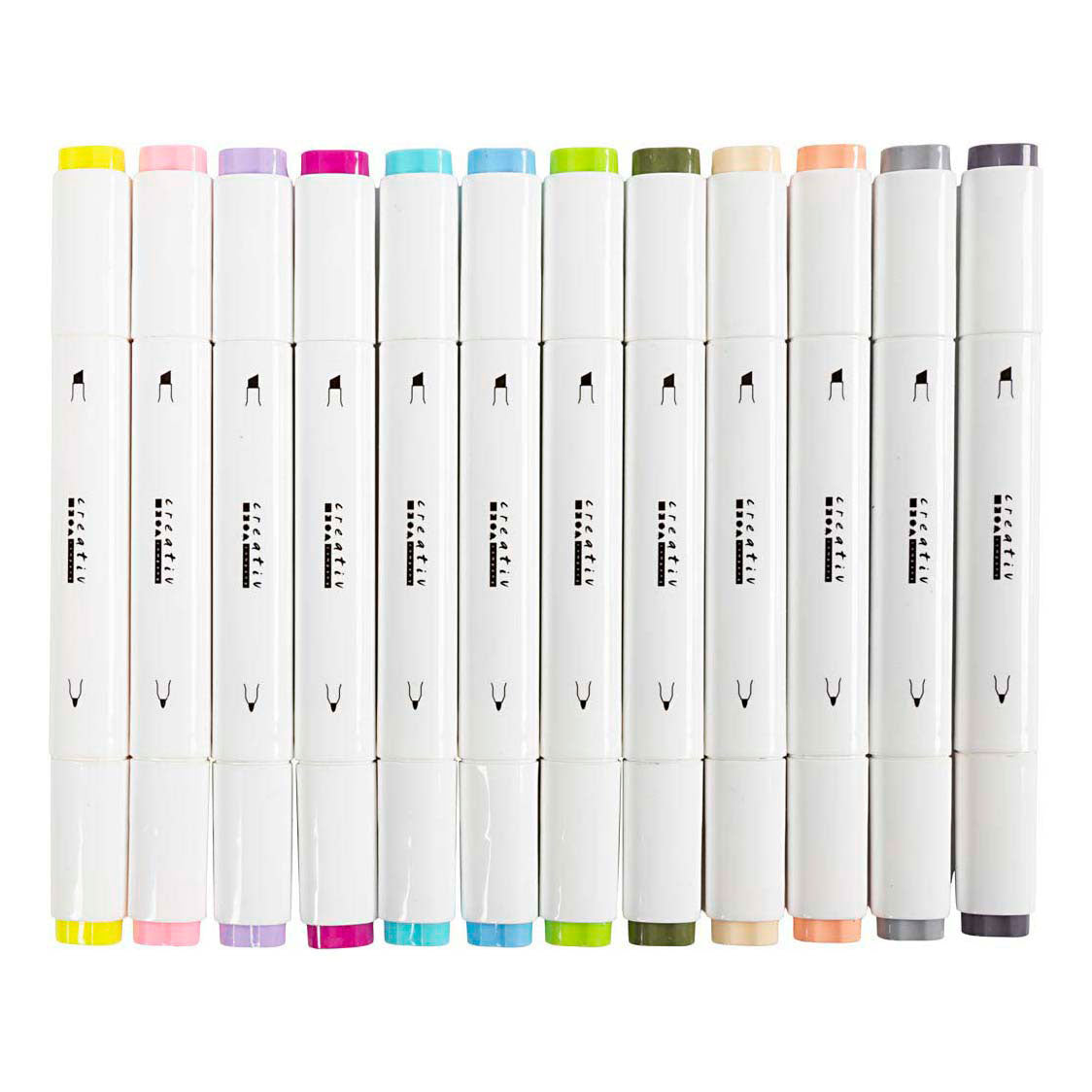 Creativ company tekenstift lijndikte 1+8mm pastelkleuren - 12st.