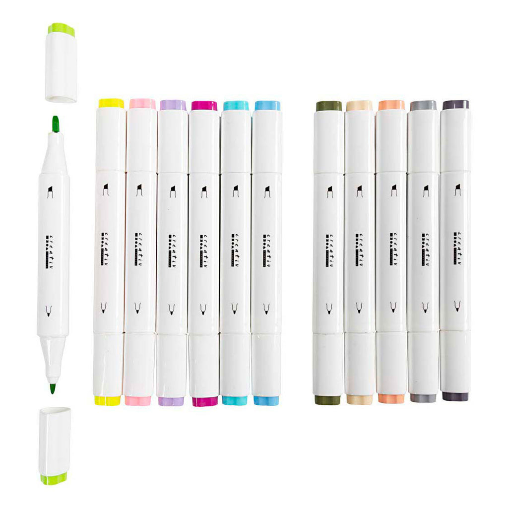 Creativ company tekenstift lijndikte 1+8mm pastelkleuren - 12st.
