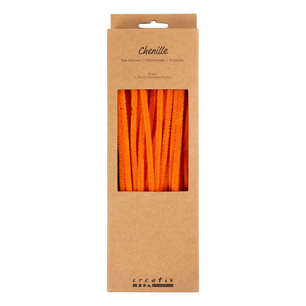 Creativ Company - Creativ Company Chenille 6mm x 30cm oranje - 50 stuks