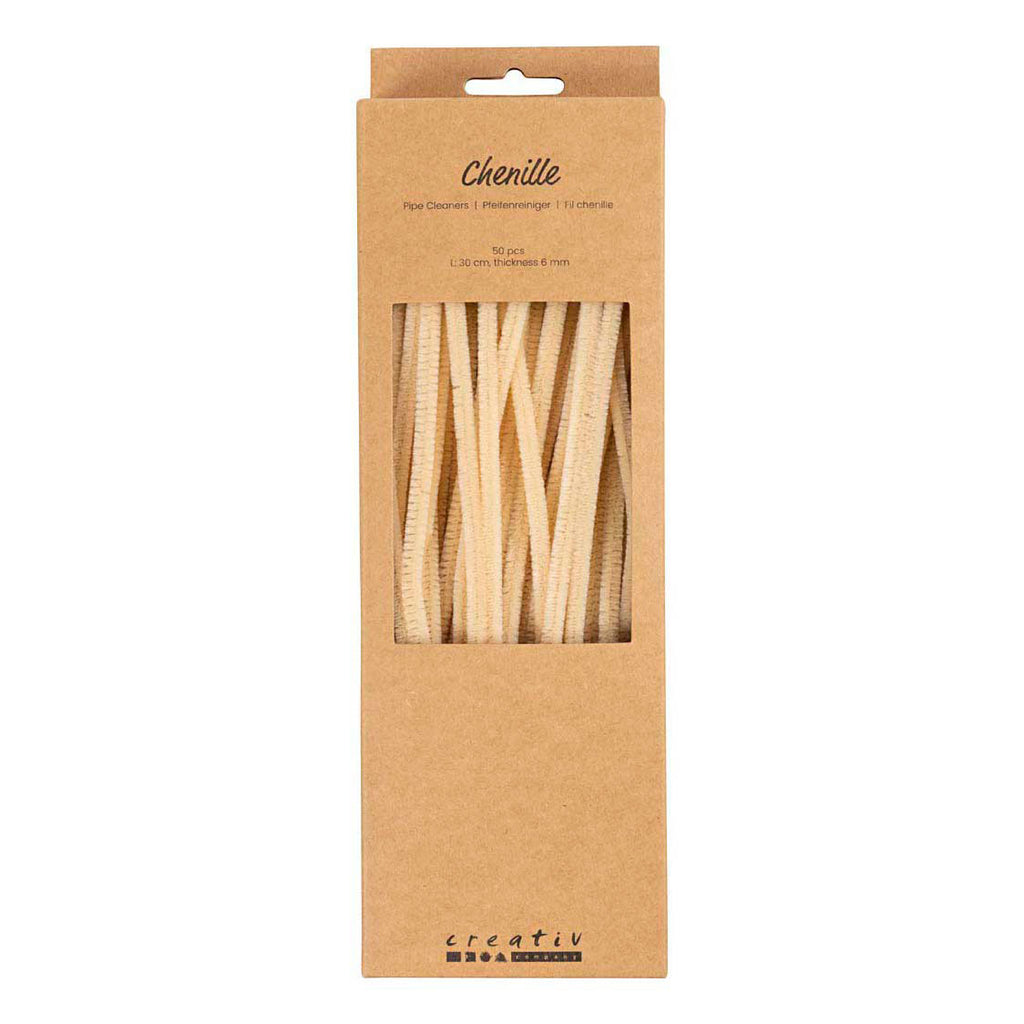 Creativ company chenilledraad knutselmateriaal beige 6mm x 30cm 50 stuks.