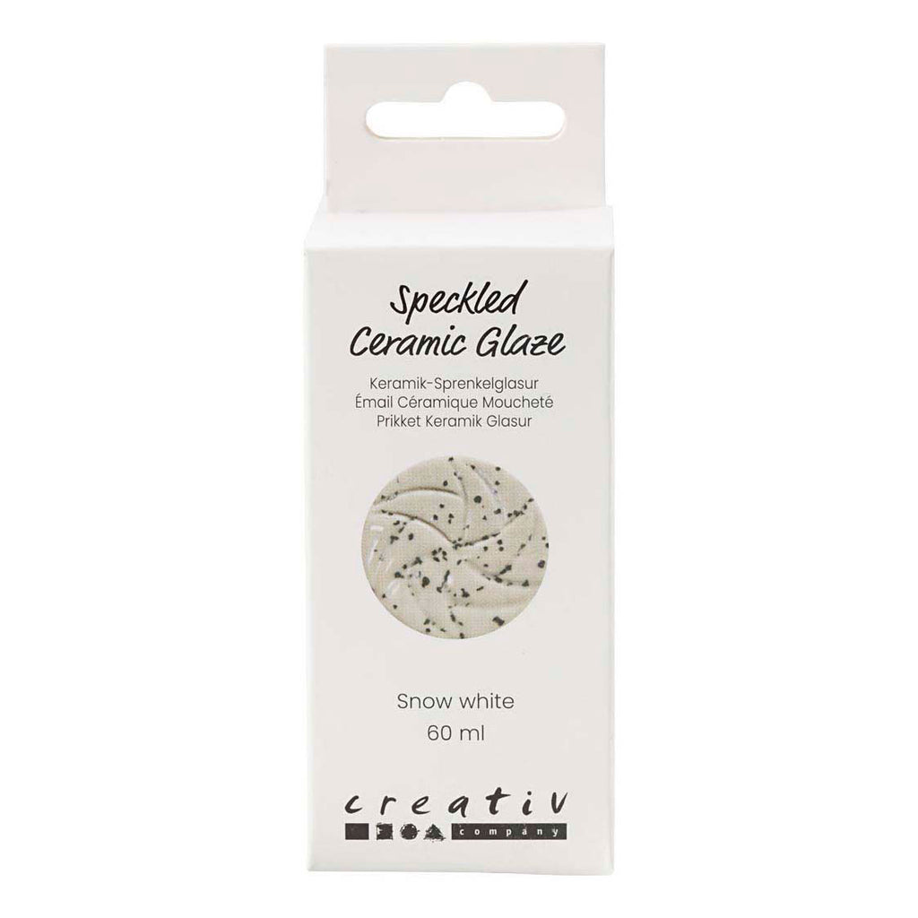 Creativ company gespikkeld keramiek glazuur 999-1060 c dekkend sneeuwwit - 60ml